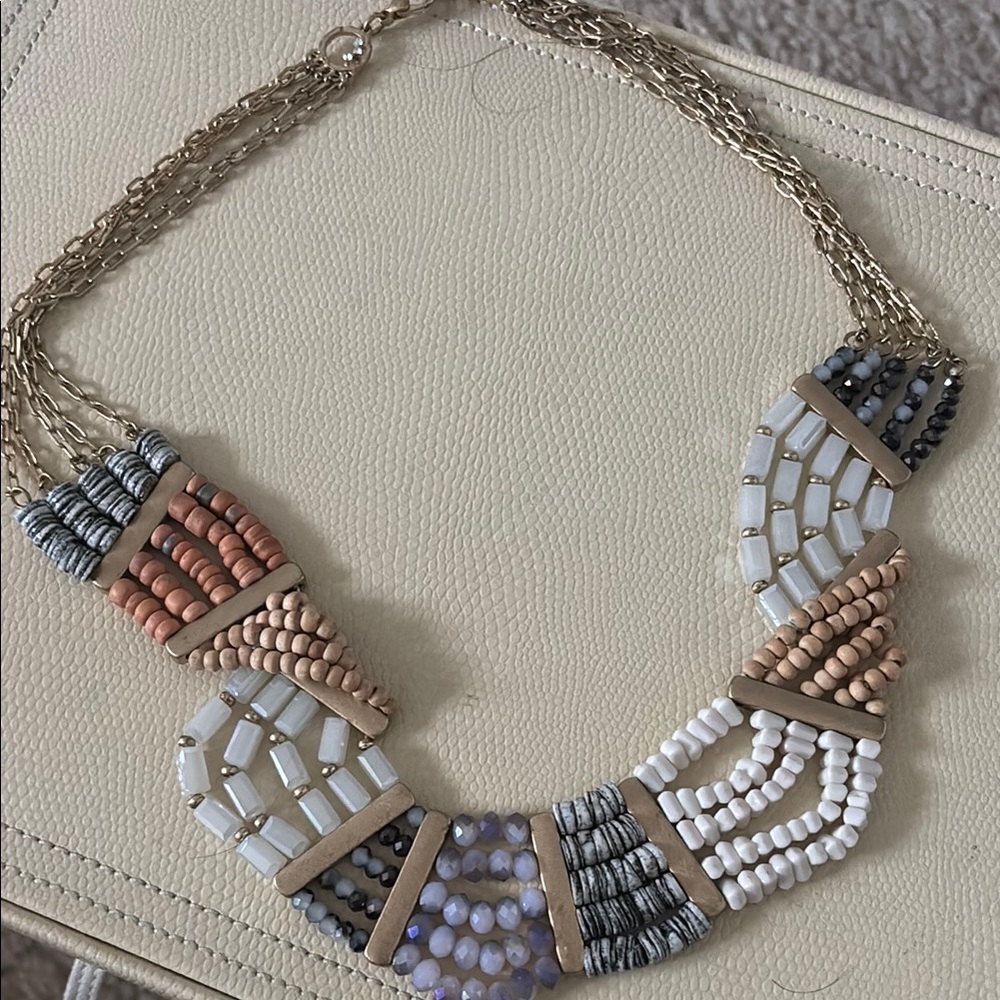 Gold and Cream Architectural Necklace